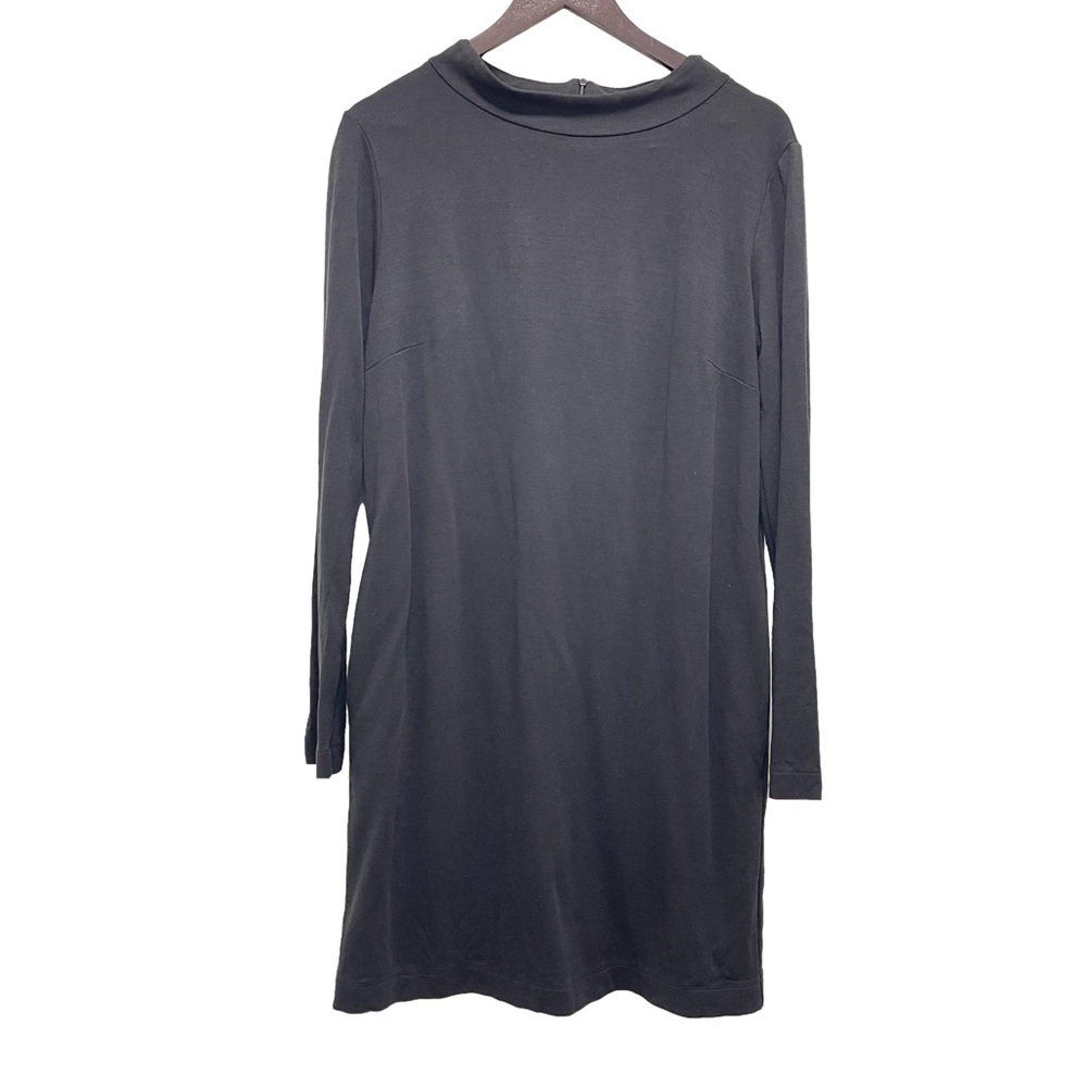 FUZZI Mock Neck Shift Long Sleeve Black Dress Size X-Large